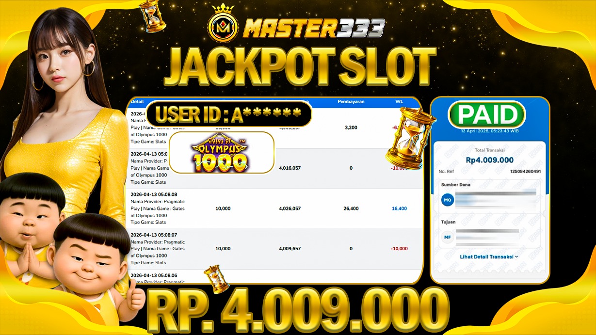 JACKPOT Rp 4.009.000 JUTA DI MASTER333 LANGSUNG BAYAR LUNAS